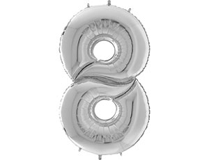 Фольгированная цифра 8 Гигантская, Серебро (163 см)